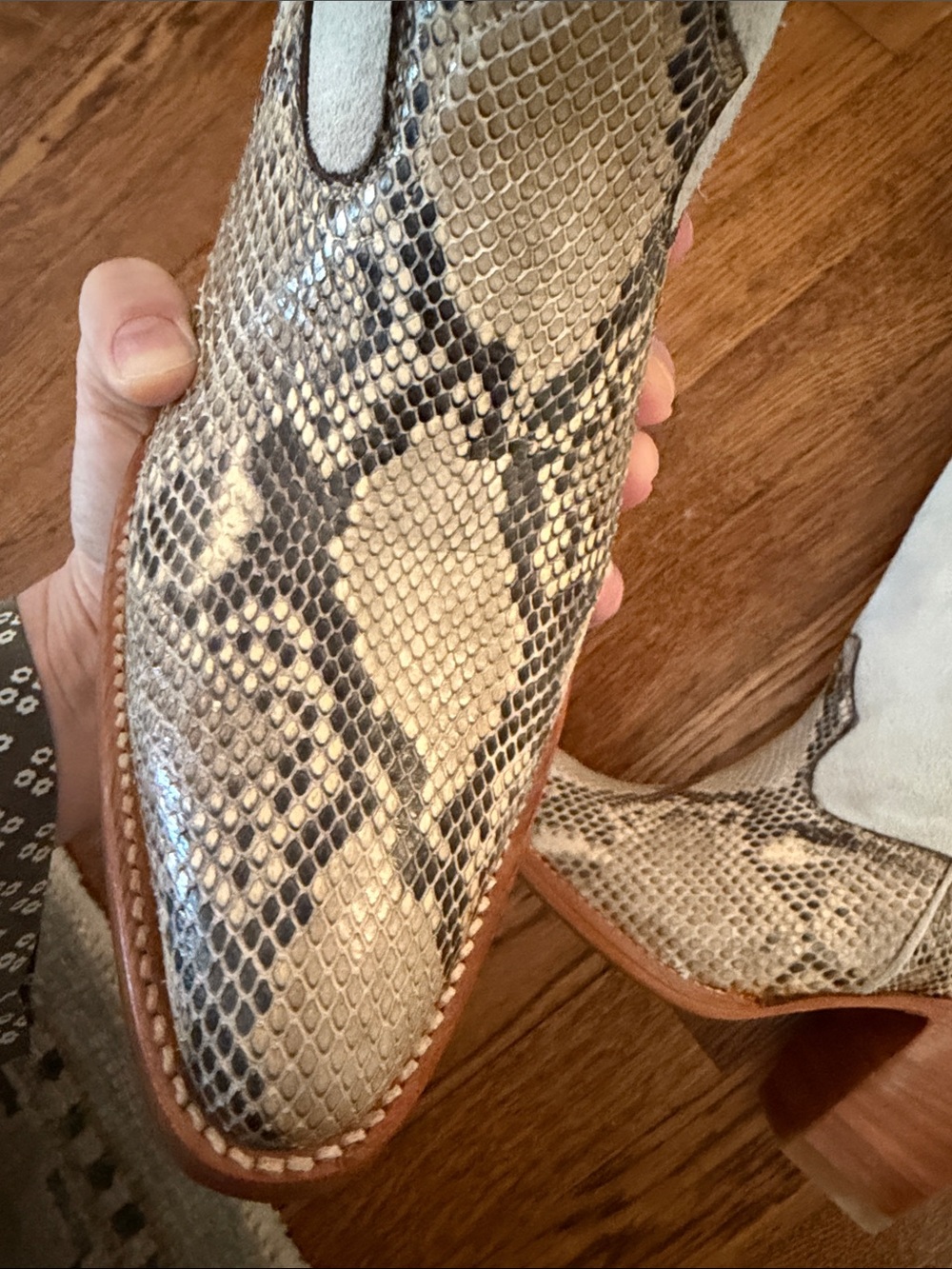 Brother Vellies Light Gray Suede Western Boots with Snakeskin Foot - Picture 5 of 5